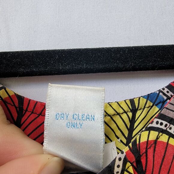 Aqua 100% Silk Boho Geometric Print Sleeveless Scoop Neck Shift Mini Dress XS - Picture 6 of 10